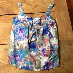 Anthropologie Postmark Watercolor Silk Ruffle tank Top Blouse NWT size 6